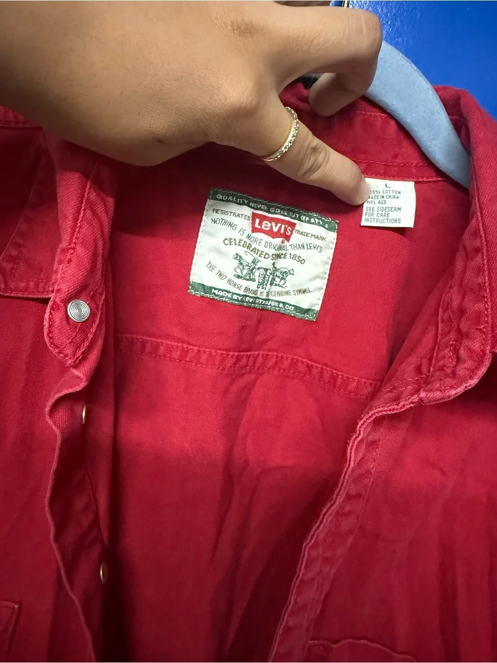 Men’s Vintage Levi’s Red Denim Long Sleeve